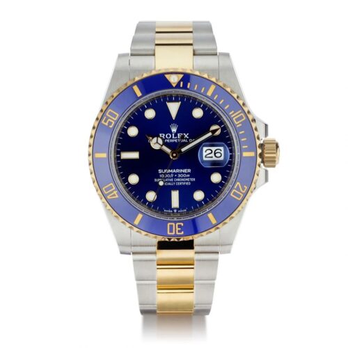 Rolex Submariner Watch Dual Tone Chain Blue Dial