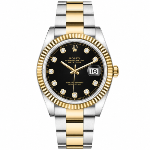 Rolex Date Just Dual Tone Golden Bezel Black Dial