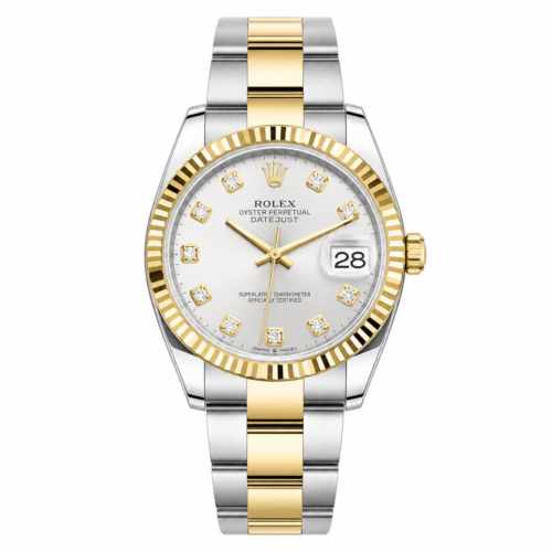 Rolex Date Just Dual Tone Golden Bezel White Dial