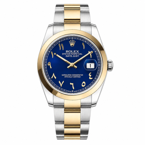 Rolex Arabic Dual Tone Golden Bezel Blue Dial