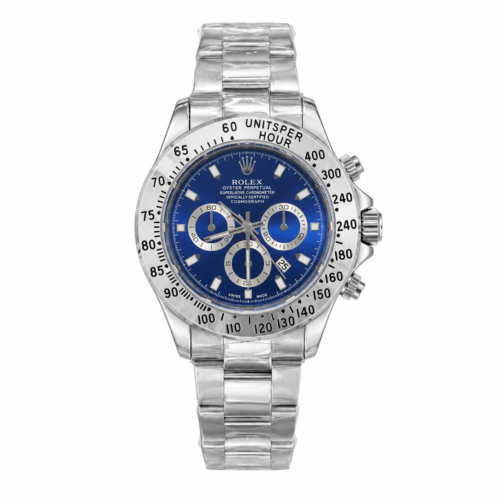 Rolex Daytona Silver Chain Silver Bezel Blue Dial