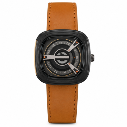 Seven Friday Brown Strap Black Bezel Black Dial